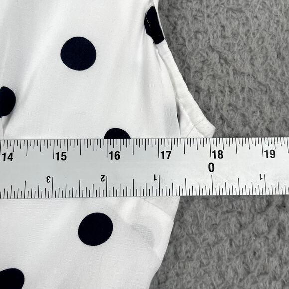 J Crew Dress Womens 6 White Black Polka Dot Faux Wrap Mini Cap Sleeve Ruffle - Picture 8 of 10